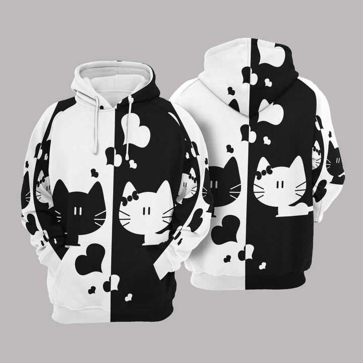 Cat Black And White Cute 3D All Over Print | For Men & Women | Adult | HP1742-BehighStyle