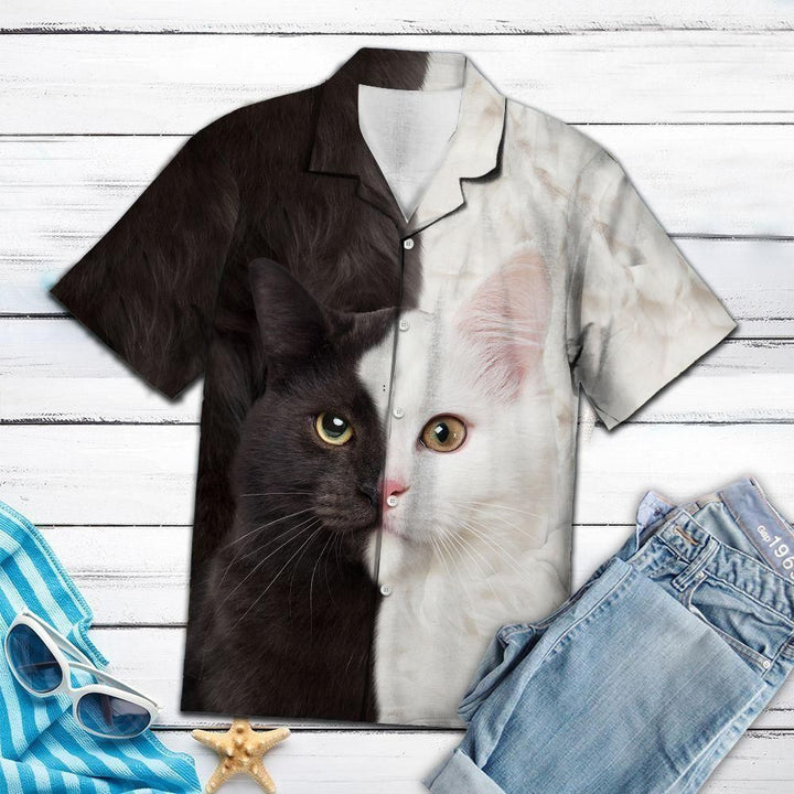 Cat Black And White Unique Hawaiian Shirt | For Men & Women | HW1382-BehighStyle