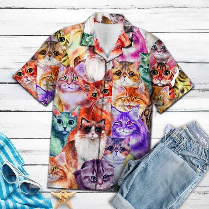 Cat Color Multicolor Hawaiian Shirt | For Men & Women | HW1380-BehighStyle