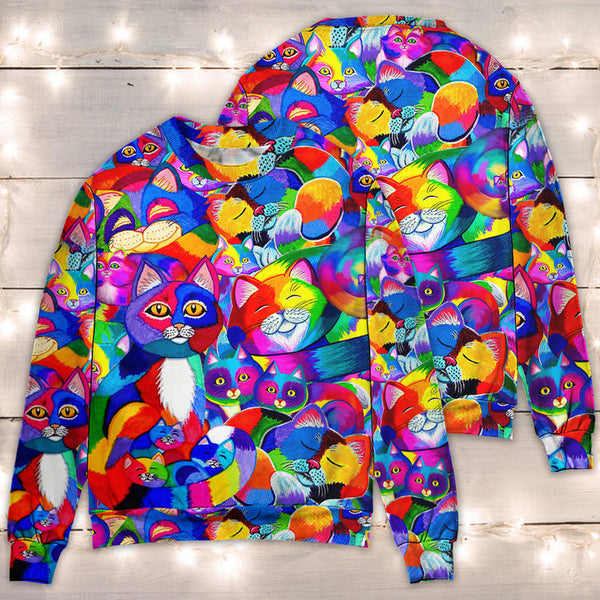 Cat Colorfull Rainbow 3D All Over Print | Adult | HP3038