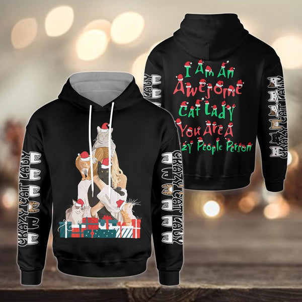 Cat Crazy Cat Lady Christmas 3D All Over Print | Adult | HP2584