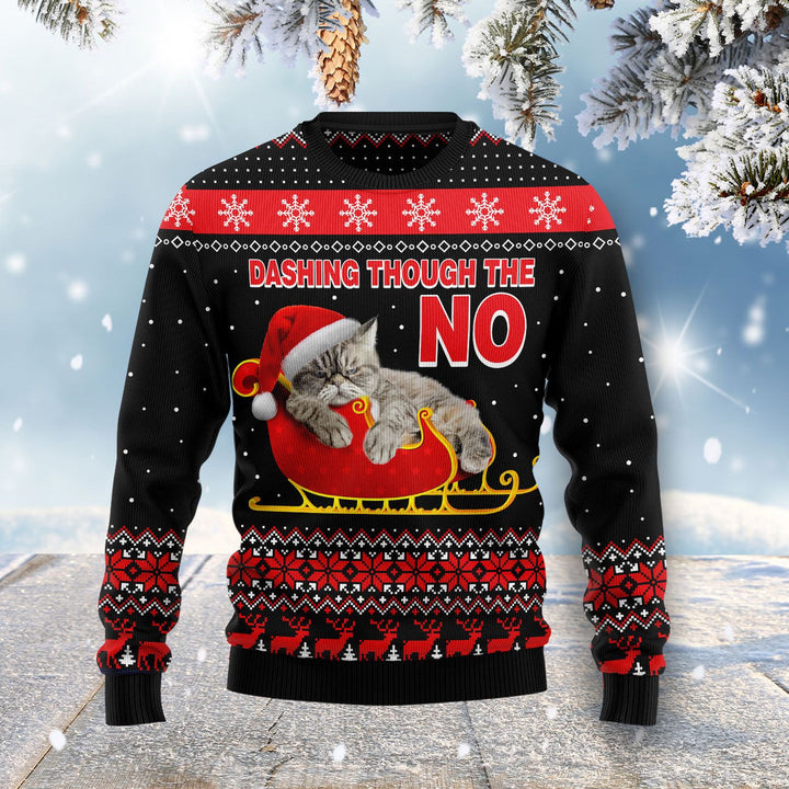 Cat Dashing Through The No Ugly Christmas Sweater | For Men & Women | Adult | US1469-BehighStyle