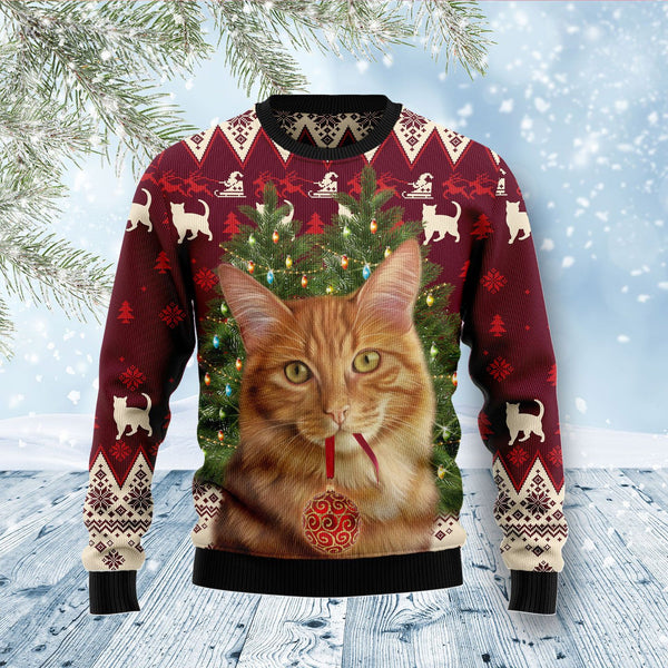 Cat Decor Pine Xmas Ugly Christmas Sweater | For Men & Women | Adult | US1052-BehighStyle