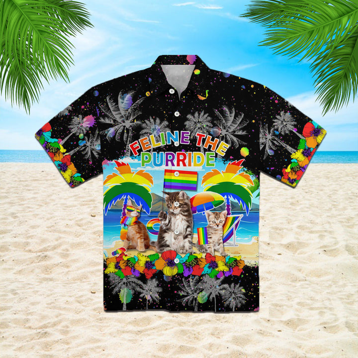 Cat Feline The Purride Happy LGBT Hawaiian Shirt | For Men & Women | HW993-BehighStyle