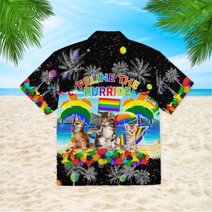 Cat Feline The Purride Happy LGBT Hawaiian Shirt | For Men & Women | HW993-BehighStyle