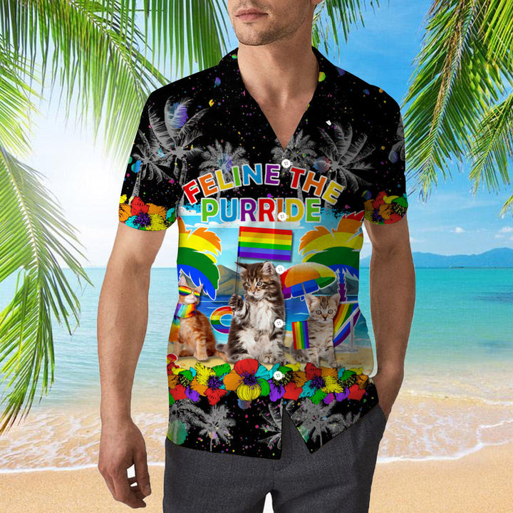 Cat Feline The Purride Happy LGBT Hawaiian Shirt | For Men & Women | HW993-BehighStyle