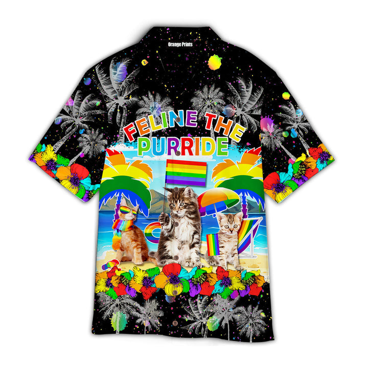 Cat Feline The Purride Happy Lgbt Aloha Hawaiian Shirt | For Men & Women | HW1032-BehighStyle