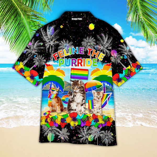 Cat Feline The Purride Happy Lgbt Aloha Hawaiian Shirt | For Men & Women | HW1032-BehighStyle