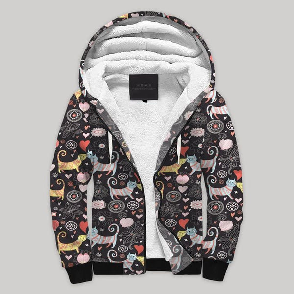 Cat Fleece Zip Hoodie All Over Print | FZ797