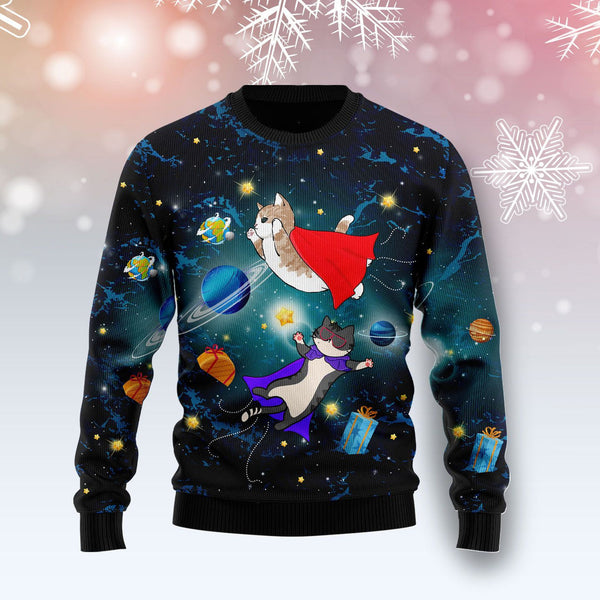 Cat Galaxy Ugly Christmas Sweater | For Men & Women | Adult | US1365-BehighStyle