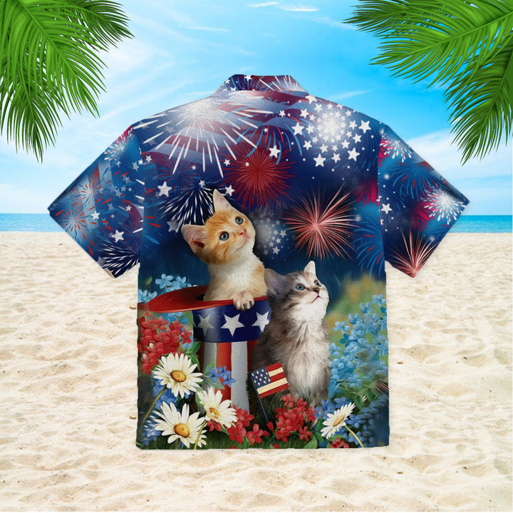 Cat Happy 4Th Of July Hawaiian Shirt | For Men & Women | HW321-BehighStyle