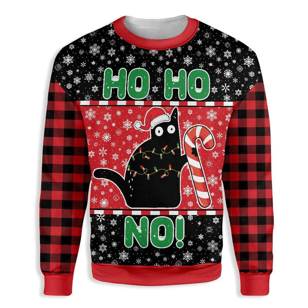 Cat Ho Ho No Christmas Ugly Christmas Sweater | Adult | US2073