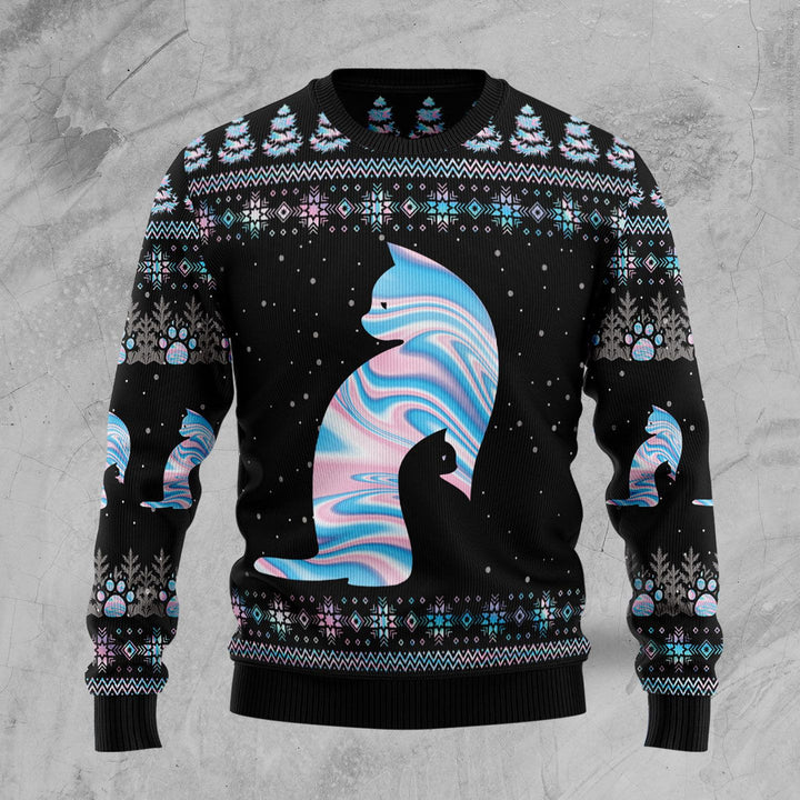 Cat Hologram Ugly Christmas Sweater | For Men & Women | Adult | US1366-BehighStyle