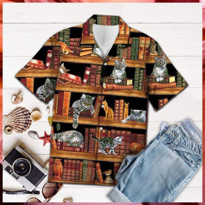 Cat Love Books Hawaiian Shirt | For Men & Women | HW1208-BehighStyle