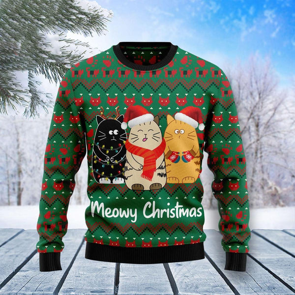 Cat Meowy Ugly Christmas Sweater | Adult | US2372