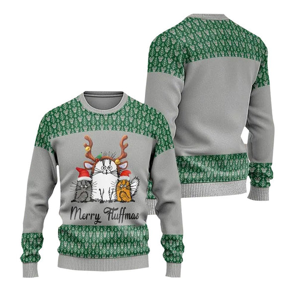 Cat Merry Huffmas Ugly Christmas Sweater | Adult | US2204