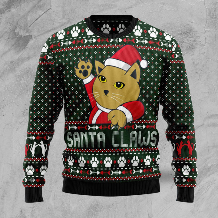 Cat Santa Claws Christmas Ugly Christmas Sweater | For Men & Women | Adult | US1067-BehighStyle