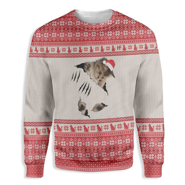 Cat Scratch Ugly Christmas Sweater | Adult | US2634