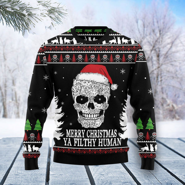 Cat Skull Santa Ugly Christmas Sweater | For Men & Women | Adult | US1063-BehighStyle