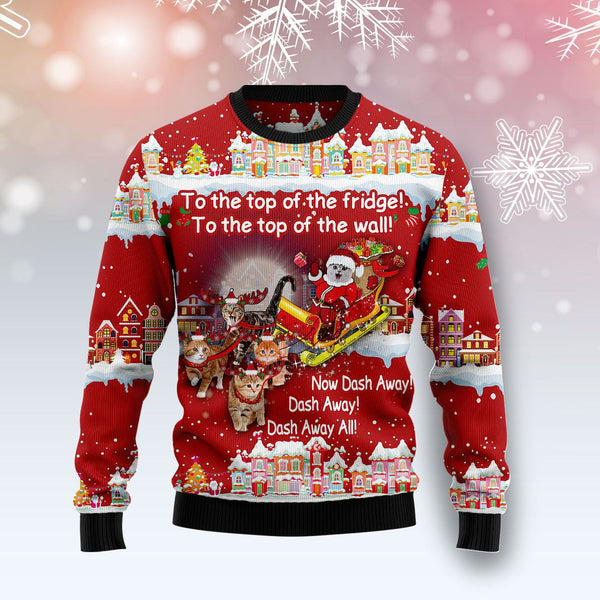 Cat Sleigh Christmas Ugly Christmas Sweater | For Men & Women | Adult | US1073-BehighStyle