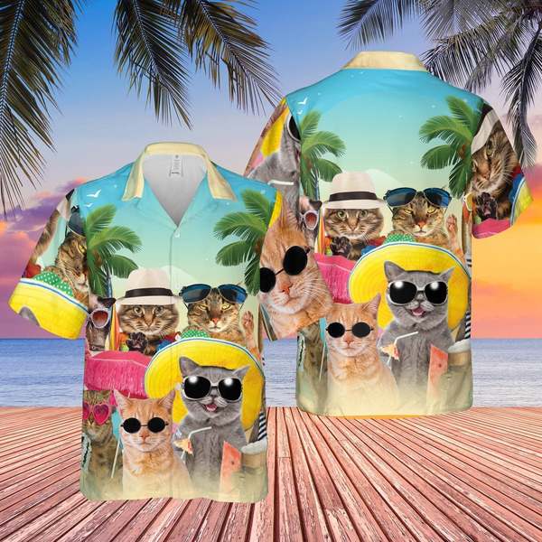 Cat Tropical Beach Hawaiian Shirt | For Men & Women | HW1203-BehighStyle