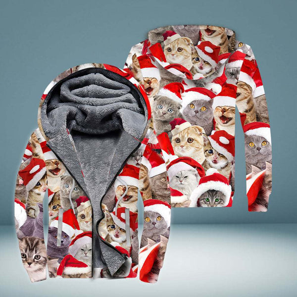 Cats Christmas Fleece Zip Hoodie All Over Print | FZ228