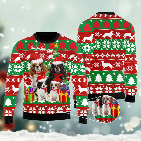 Cavalier King Charles Spaniel Family Ugly Christmas Sweater | Adult | US1145