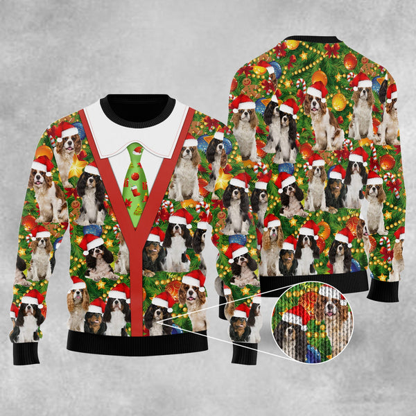 Cavalier King Charles Spaniel Pine Ugly Christmas Sweater | Adult | US1144