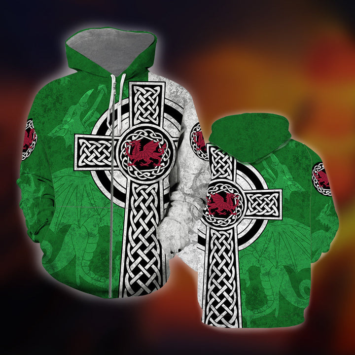 Celtic Cross Welsh Dragon St Patrick's Day 3D All Over Print | For Men & Women | Adult | HP657-BehighStyle