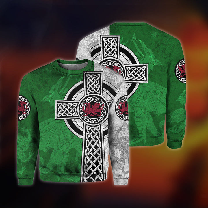 Celtic Cross Welsh Dragon St Patrick's Day 3D All Over Print | For Men & Women | Adult | HP657-BehighStyle