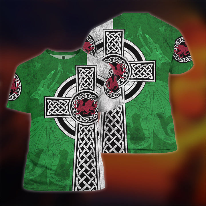 Celtic Cross Welsh Dragon St Patrick's Day 3D All Over Print | For Men & Women | Adult | HP657-BehighStyle