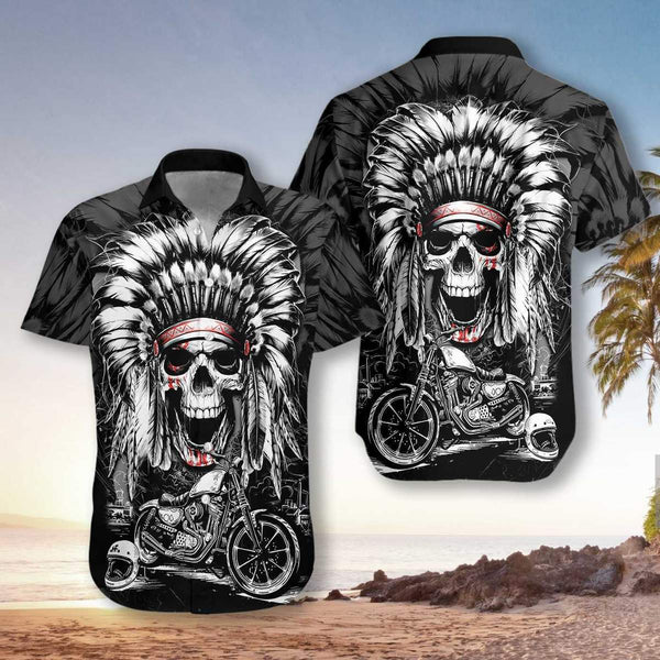 Chief Skull Motorcycle Unisex Hawaiian Shirt | For Men & Women | HW261-BehighStyle