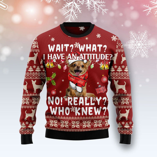 Chihuahua Attitude Ugly Christmas Sweater | For Men & Women | Adult | US1148-BehighStyle