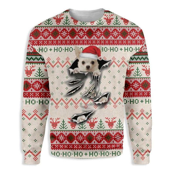 Chihuahua Dog Scratch Ugly Christmas Sweater | Adult | US2115