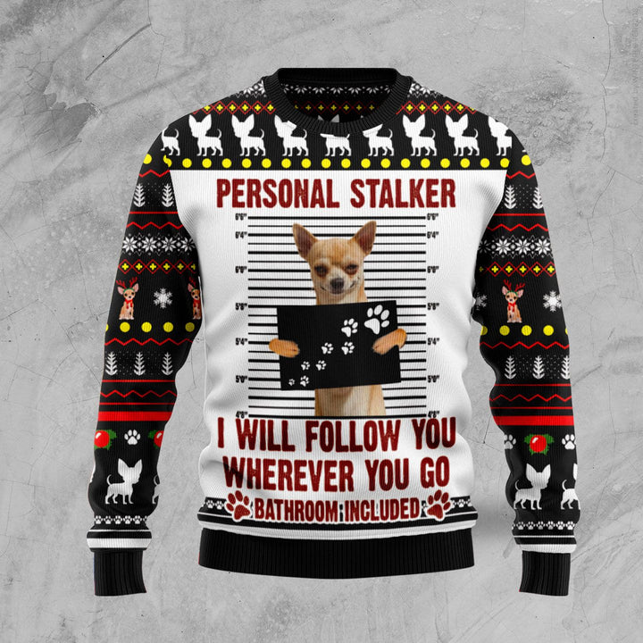 Chihuahua Personal Stalker Ugly Christmas Sweater | For Men & Women | Adult | US1147-BehighStyle