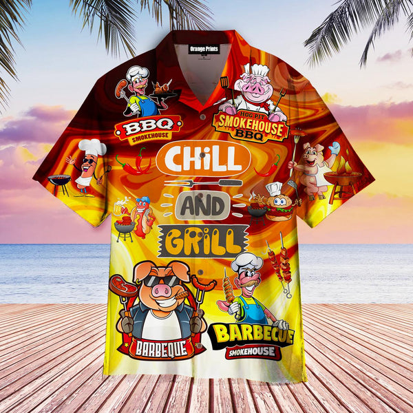 Chilling And Griliing Pig Aloha Hawaiian Shirt | For Men & Women | HW1873-BehighStyle