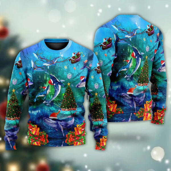 Chirstmas Whales Under The Sea Ugly Christmas Sweater | Adult | US2413