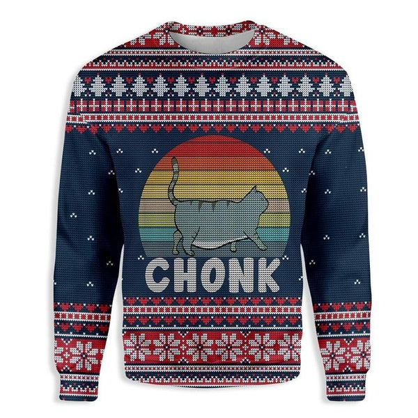 Chonk Cat Colourful Ugly Christmas Sweater | Adult | US2117