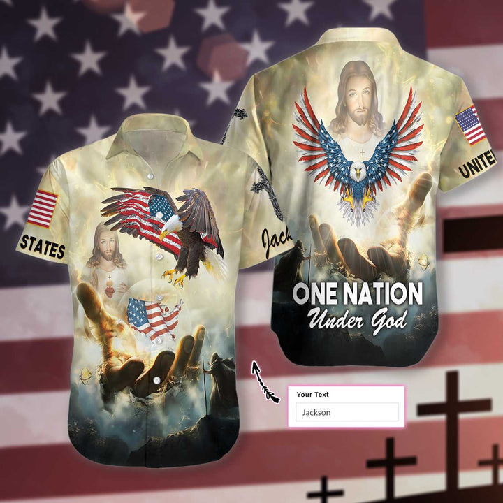 Christian One Nation Under God Custom Name Hawaiian Shirt | For Men & Women | HN395-BehighStyle