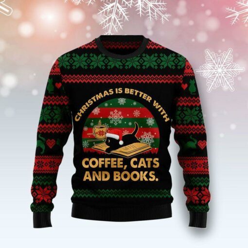 Christmas Better With Cat Ugly Christmas Sweater | For Men & Women | Adult | US1637-BehighStyle