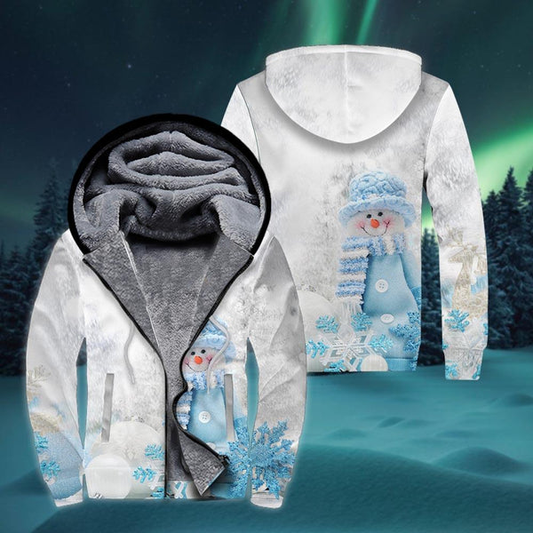 Christmas Blue Snowman Fleece Zip Hoodie All Over Print | FZ234