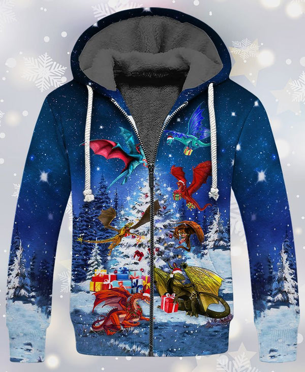 Christmas Dragon Fleece Zip Hoodie All Over Print | FZ269