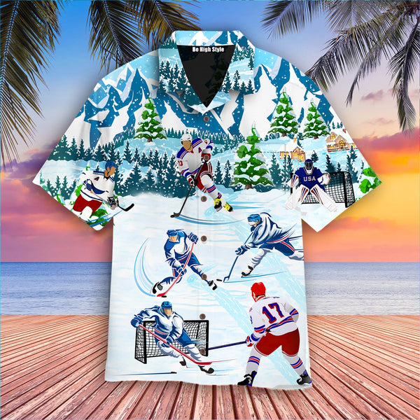 Christmas Hockey Lovers Hawaiian Shirt With Pocket| SP1074