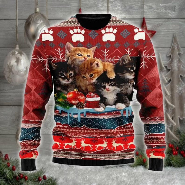 Christmas Kitty Cat Ugly Christmas Sweater | For Men & Women | Adult | US1417-BehighStyle