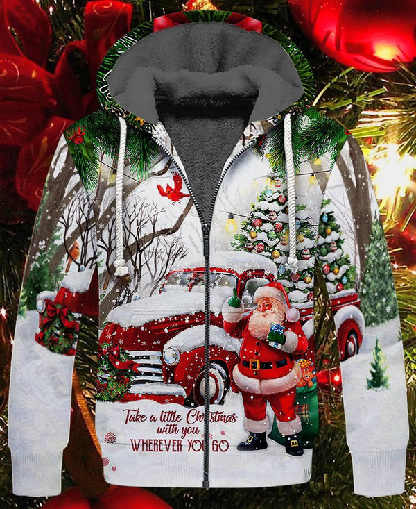 Christmas Santa And Car Fleece Zip Hoodie All Over Print | FZ267