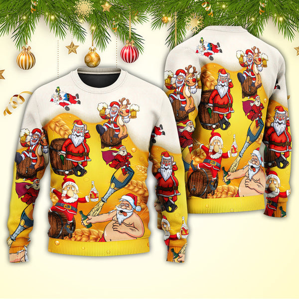 Christmas Santa Claus Drunk Beer Funny Ugly Christmas Sweater | Adult | US2283