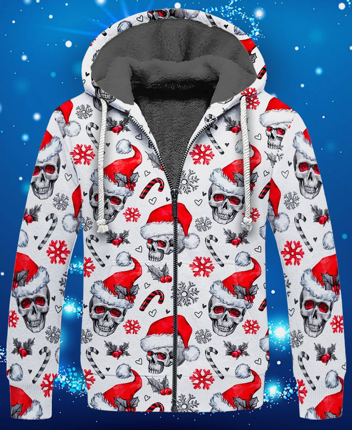 Christmas Skull Candy Cane Fleece Zip Hoodie All Over Print | For Men & Women | FZ212-BehighStyle