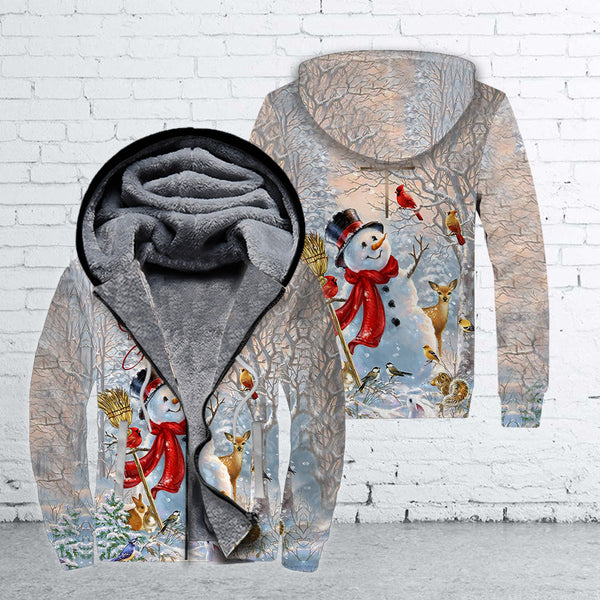 Christmas Snowman Fleece Zip Hoodie All Over Print | FZ353