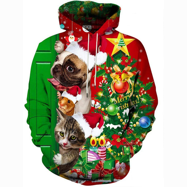 Christmas Tree Bell Funny Cat Dog 3D All Over Print | Adult | HP2487