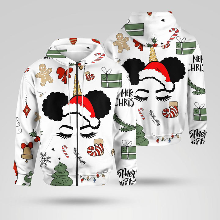 Christmas Unicorn Black Girl Santa Claus 3D All Over Print | For Men & Women | Adult | HP1989-BehighStyle